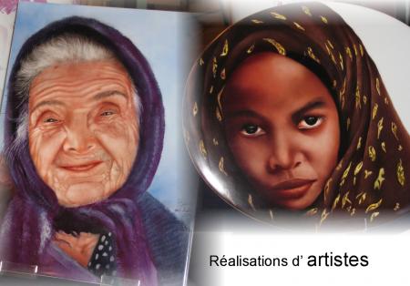 Peintures faites sur plaque de porcelaine